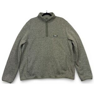 LL Bean Fleece Pullover Sweater Mens XL Green Slightly Fitted Logo Outdoor